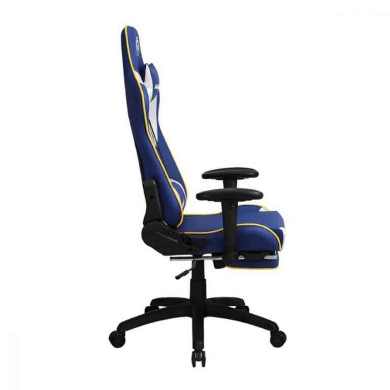 Silla gamer makkax azul, gris y amarilla